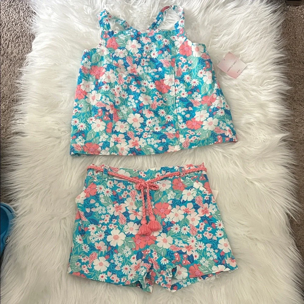 NWT girls tropical floral matching set size 7/8
